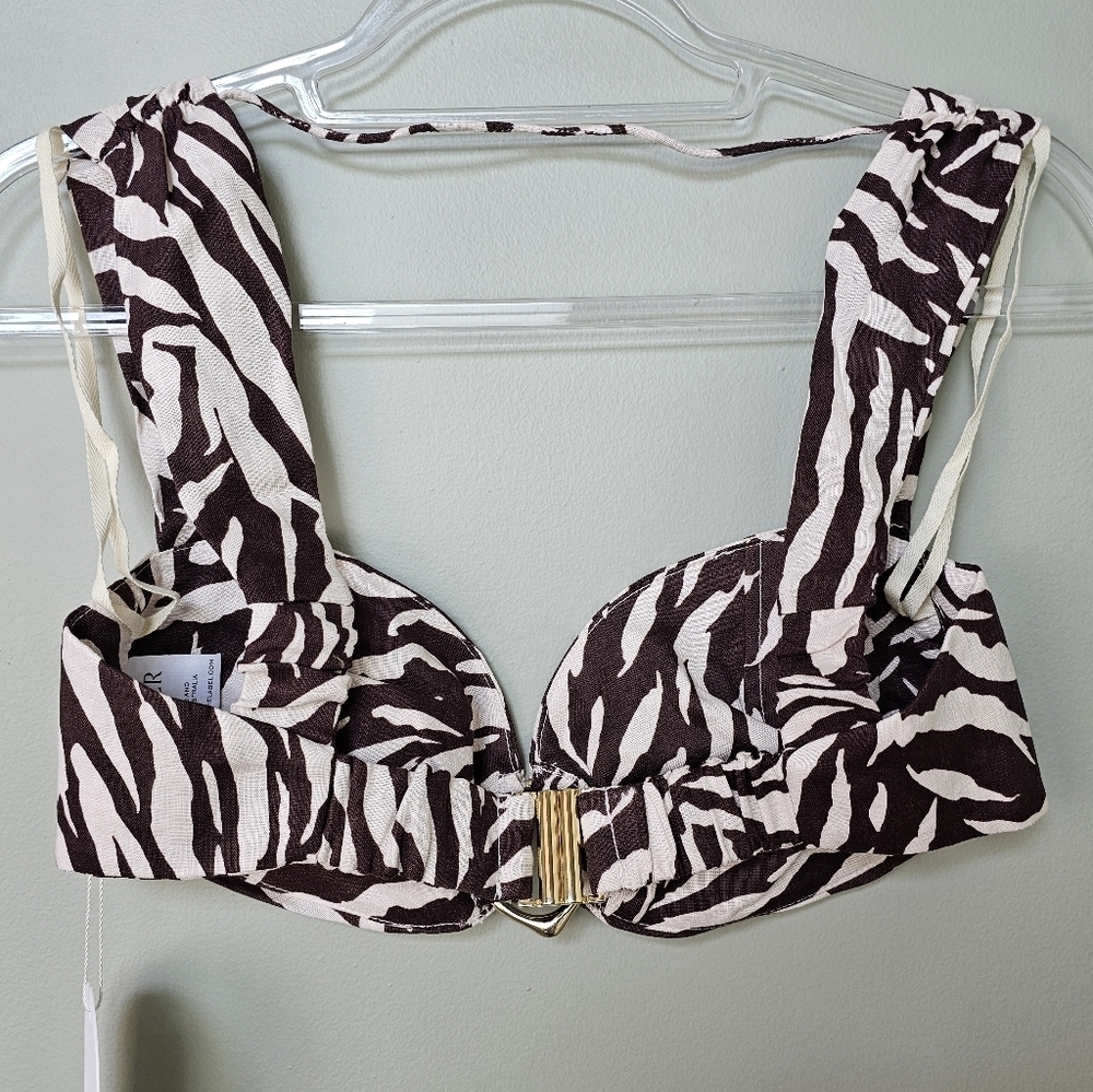 RUMER Cyrus Crop Top Zebra Print Linen Bustier Bra Top Size M NWT - Picture 4 of 9